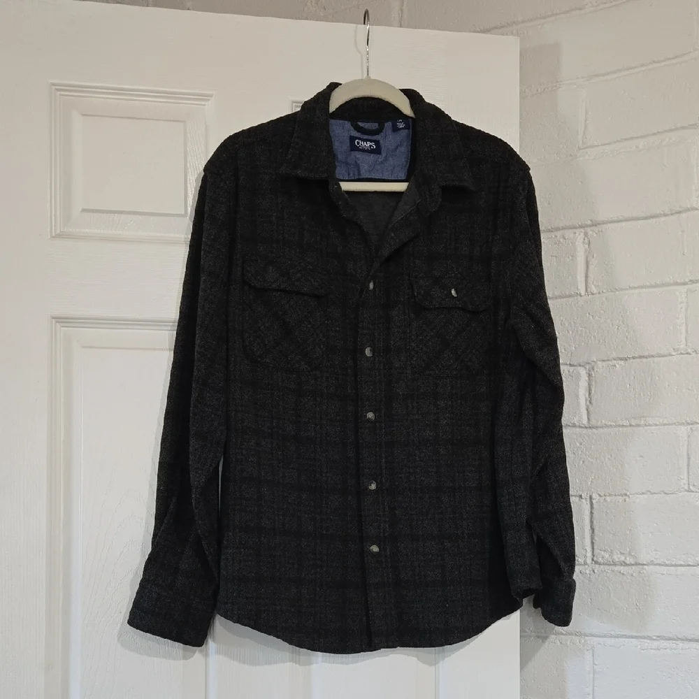 Chaps Charcoal Plaid Men's Shirt Jacket